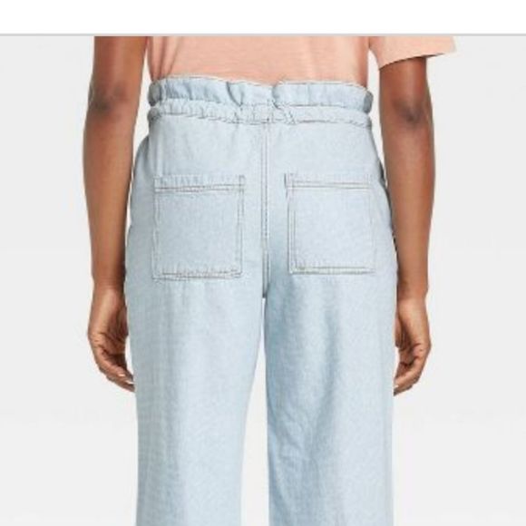 Universal Thread Light Wash Paper Bag Denim Wide Leg Drawstring Jeans NWT Sz.6S - Picture 8 of 13